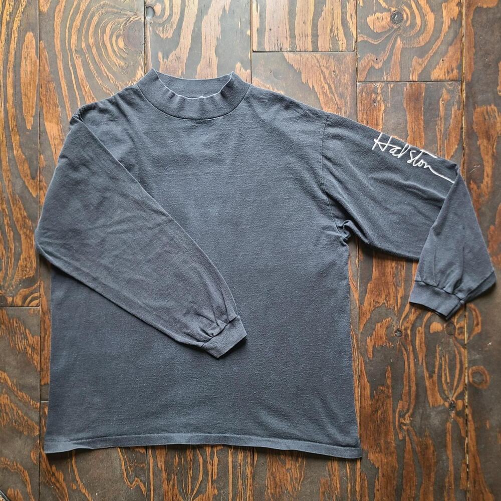 VTG 80s Halston Mock Neck Long Sleeve Shirt - Single Stitch
